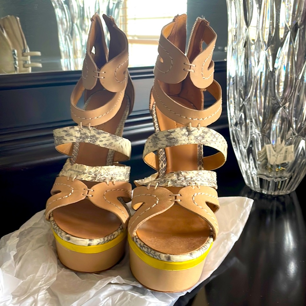 Lamb platform sandals